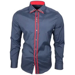Baxboy Langarmhemd Kentkragen Slim Fit Rot/Dunkelblau/Hellblau