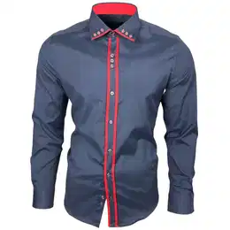 Langarmhemd Herren Hemd Kentkragen Hemden Slim Fit mit Kontrasten Farbe