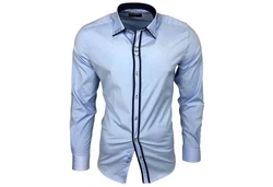 Baxboy Langarmhemd Kentkragen Slim Fit Blau/Hellblau/Dunkelblau