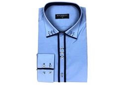 Baxboy Langarmhemd Kentkragen Slim Fit Blau/Hellblau/Dunkelblau