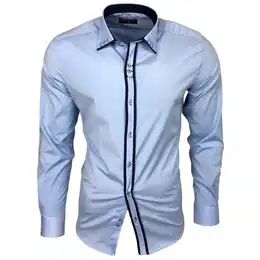Langarmhemd Herren Hemd Kentkragen Hemden Slim Fit mit Kontrasten Farbe