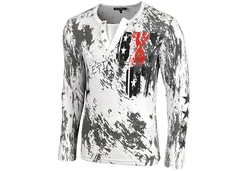 Baxboy Longshirt Langarmshirt mit Knopfleiste Weiß/Rot/Grau/Creme
