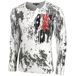 Baxboy Longshirt Langarmshirt mit Knopfleiste Weiß/Rot/Grau/Creme