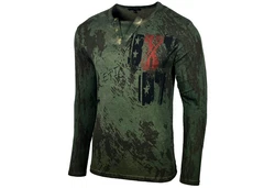 Baxboy Longshirt Langarmshirt mit Knopfleiste Dunkelgrün/Grün/Braun