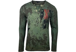 Baxboy Longshirt Langarmshirt mit Knopfleiste Dunkelgrün/Grün/Braun