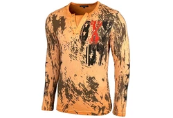 Baxboy Longshirt Langarmshirt mit Knopfleiste Braun/Orange