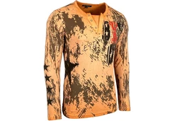 Baxboy Longshirt Langarmshirt mit Knopfleiste Braun/Orange