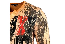Baxboy Longshirt Langarmshirt mit Knopfleiste Braun/Orange