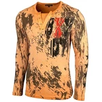 Baxboy Longshirt Langarmshirt mit Knopfleiste Braun/Orange