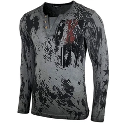 Baxboy Longshirt Langarmshirt mit Knopfleiste Dunkelgrau/Dunkelblau/Grau