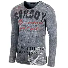 Longshirt Herren Langarmshirt Oil Wash Verwaschen Stretch Oberteil 707