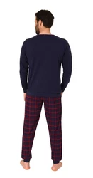 Normann Pyjama Herren Schlafanzug mit Bndchen Dunkelblau/Dunkelrot/Hellblau/Rot/Lila