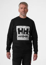Helly Hansen Rundhalspullover Logo Sweatshirt Schwarz/Weiß