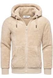 Amaci&Sons Sweatjacke BERWYN Teddyfell  Beige/Khaki/Braun