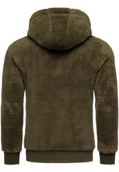 Amaci&Sons Sweatjacke BERWYN Teddyfell  Dunkelgrün/Khaki