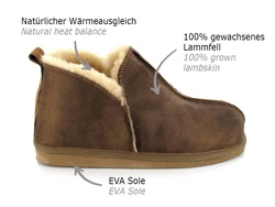 Shepherd Herren Lammfell-Hausschuh Anton antique cognac