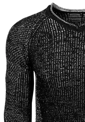 Rusty Neal Strickpullover Schwarz/Grau/Dunkelgrau