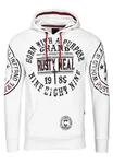 Rusty Neal Kapuzensweatshirt mit Markenprints Weiß/Türkis/Dunkelrot