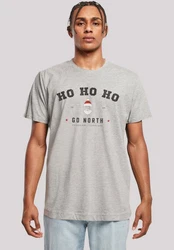 F4NT4STIC T-Shirt Ho Ho Ho Santa Claus Weihnachten Hellgrau/Grau