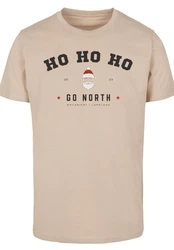 F4NT4STIC T-Shirt Ho Ho Ho Santa Claus Weihnachten Beige/Khaki