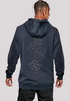 F4NT4STIC Kapuzenpullover Geometrics Abstract Print Dunkelblau/Grau/Dunkelgrau F4NT4STIC Kapuzenpullover Geometrics Abstract Print Dunkelblau/Grau/Dunkelgrau