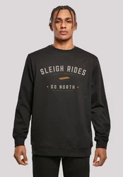 F4NT4STIC Sweatshirt Schlittenfahren Weihnachten Logo Schwarz/Dunkelgrün/Rot