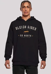 F4NT4STIC Kapuzenpullover Schlittenfahren Weihnachten Schwarz