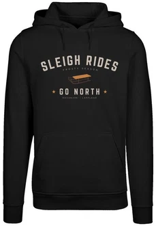 F4NT4STIC Kapuzenpullover Schlittenfahren Weihnachten Schwarz