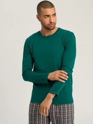 Hanro Longsleeve Living Shirts Dunkelgrün/Grün/Türkis