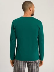 Hanro Longsleeve Living Shirts Dunkelgrün/Grün/Türkis