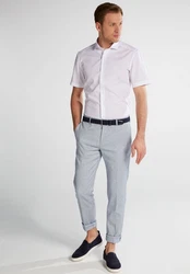 Eterna Kurzarmhemd SLIM FIT Weiß/Creme/Lila
