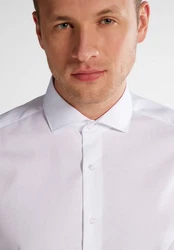 Eterna Kurzarmhemd SLIM FIT Weiß/Creme/Lila