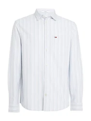 Tommy Jeans Langarmhemd TJM REG OXFORD STRIPE SHIRT Weiß/Hellblau/Beige/Blau