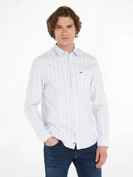 Tommy Jeans Langarmhemd TJM REG OXFORD STRIPE SHIRT Weiß/Hellblau/Beige/Blau