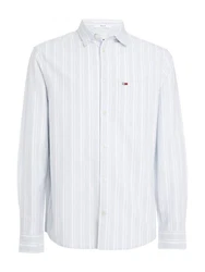 Tommy Jeans Langarmhemd TJM REG OXFORD STRIPE SHIRT Weiß/Hellblau/Beige/Blau