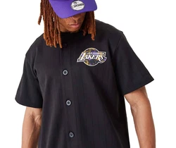 New Era Kurzarmhemd Hemd Infill Team Logo Loslak Schwarz/Dunkelblau/Braun