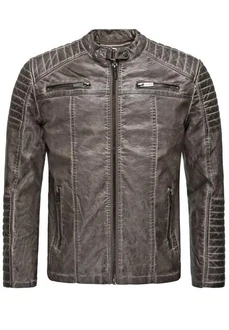 Redbridge Herren Jacke Übergangsjacke Biker Lederjacke Echtleder mit gesteppten Bereichen