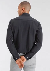 Bruno Banani Langarmhemd Jersey Hemd Dunkelgrau/Schwarz/Dunkelblau/Grau