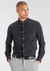 Bruno Banani Langarmhemd Jersey Hemd Dunkelgrau/Schwarz/Dunkelblau/Grau