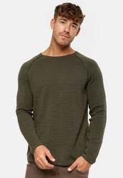Indicode Strickpullover INCamilo Dunkelgrün/Khaki