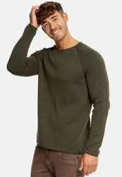 Indicode Strickpullover INCamilo Dunkelgrün/Khaki