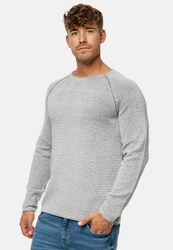 Indicode Strickpullover INCamilo Grau/Hellgrau