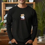 Banco Longsleeve Langarmshirt mit Teddy Druck Rundhalsausschnitt Beige/Braun/Schwarz