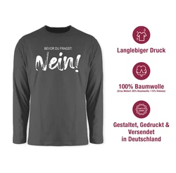 Shirtracer Rundhalsshirt Bevor du fragst NEIN Statement Dunkelblau/Mintgrün/Beige/Blau