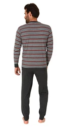 Normann Pyjama Herren langarm Schlafanzug Mischfarben/Schwarz/Grau/Braun