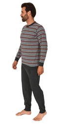 Normann Pyjama Herren langarm Schlafanzug Mischfarben/Schwarz/Grau/Braun