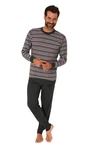 Normann Pyjama Herren langarm Schlafanzug Mischfarben/Schwarz/Grau/Braun