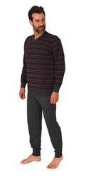 Normann Pyjama Herren langarm Schlafanzug Dunkelrot/Rot/Bordeaux