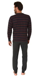 Normann Pyjama Herren langarm Schlafanzug Dunkelrot/Rot/Bordeaux