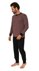 Normann Pyjama Herren langarm Schlafanzug Rot/Dunkelrot/Bordeaux